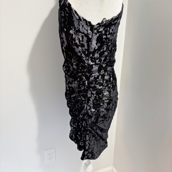 Maje Douce Silk Blend Velvet Shimmer One Shoulder Velvet Burnout Dress Small - Picture 4 of 16